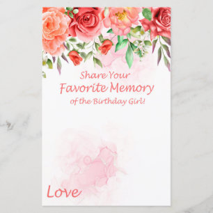 Red Rose Favourite Memory of the Birthday Girl