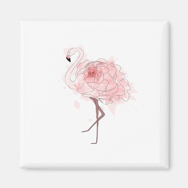 Red Rose Flamingo Magnet (Front)