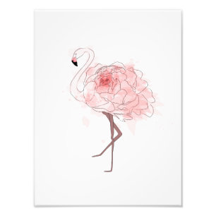 Red Rose Flamingo Photo Print