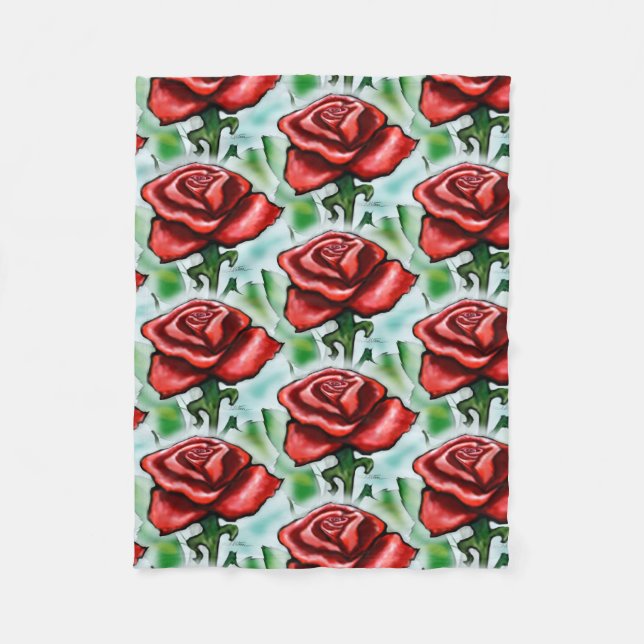 Red Rose Fleece Blanket (Front)