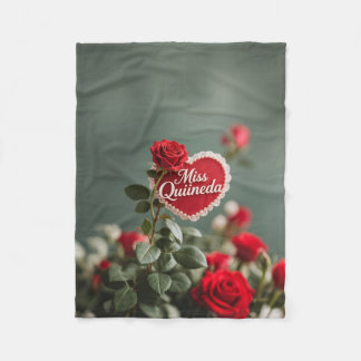Red Rose Fleece Blanket, Small Blanket