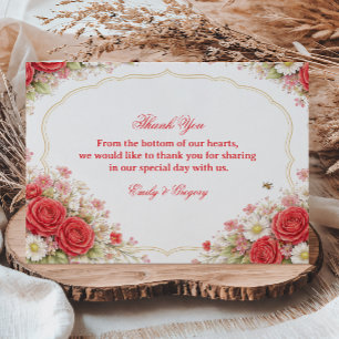 Red Rose Floral Appreciation Thank You Card