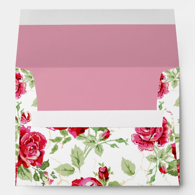 Red rose, floral classic print envelope (Back (Bottom))
