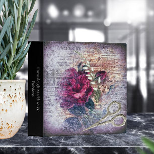 Red Rose Floral Ephemeral Fashion Collection Album Binder