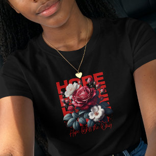 Red Rose Floral Hope Inspirational Botanical T-Shirt