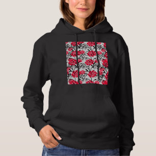Red Rose Floral Illustration Pattern Design  Hoodie