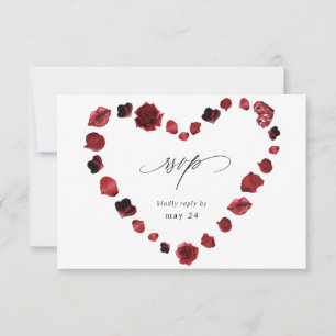 Red Rose Floral & Lips Heart w Meal RSVP Card
