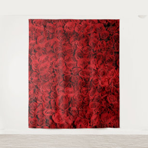 Red Rose Floral Photo Background Tapestry