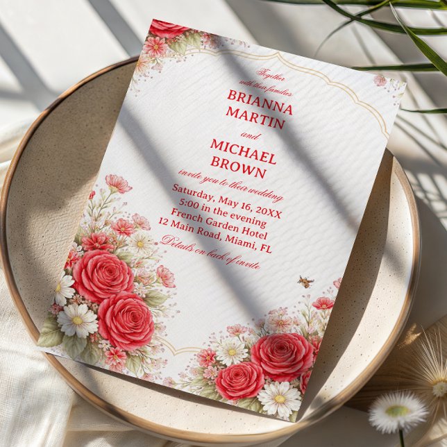 Red Rose Floral Romantic Invitation (Creator Uploaded)