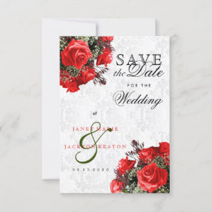 Red Rose Floral Save the Date