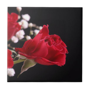 Red Rose Floral Tile