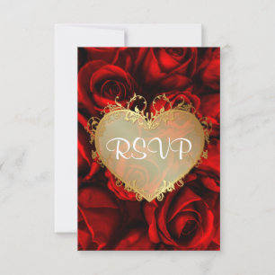 Red Rose Floral Wedding RSVP Card