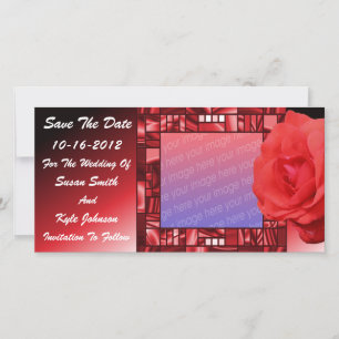 Red Rose Floral Wedding Save The Date Photo