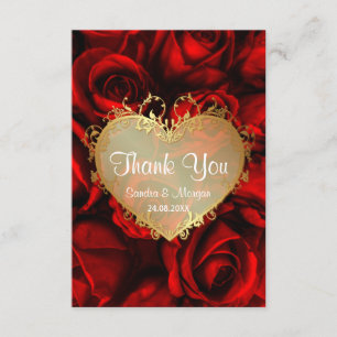 Red Rose Floral Wedding Thank You