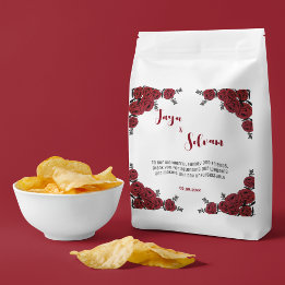 Red Rose Floral Wedding Theme Favour Bag