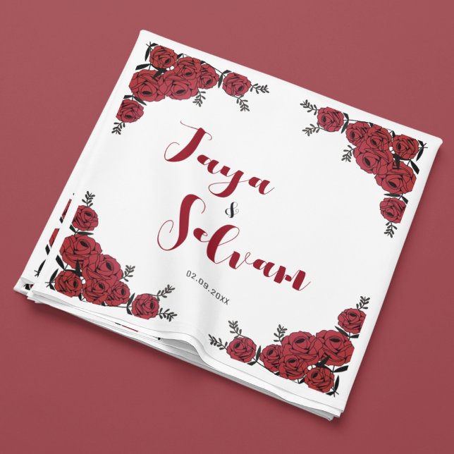 Red Rose Floral Wedding Theme Napkin (even tissues can speak about your wedding)
