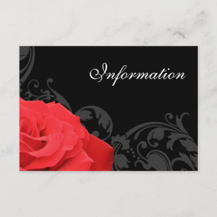 Red Rose Flourish Wedding Information Enclosure Card