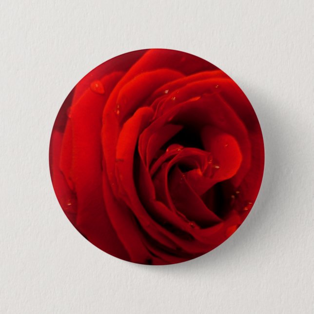 Red rose flower 2 inch round button (Front)