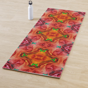 Red Rose Flower Abstract Nature Distressed Yoga Mat