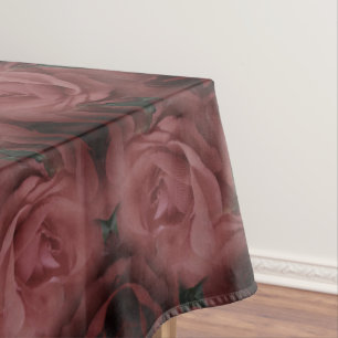 Red Rose Flower Abstract Nature Pattern Vintage Tablecloth
