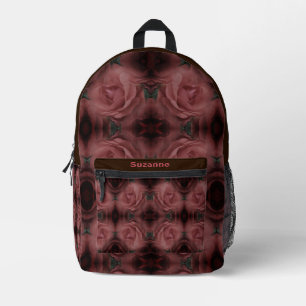 Red Rose Flower Abstract Personalized Printed Backpack