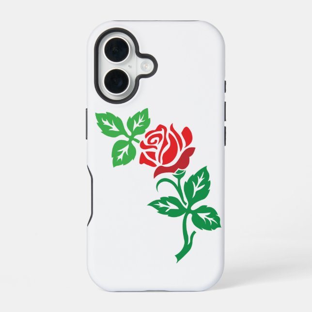 Red Rose Flower Design – Classic Floral Beauty iPhone 16 Case (Back)