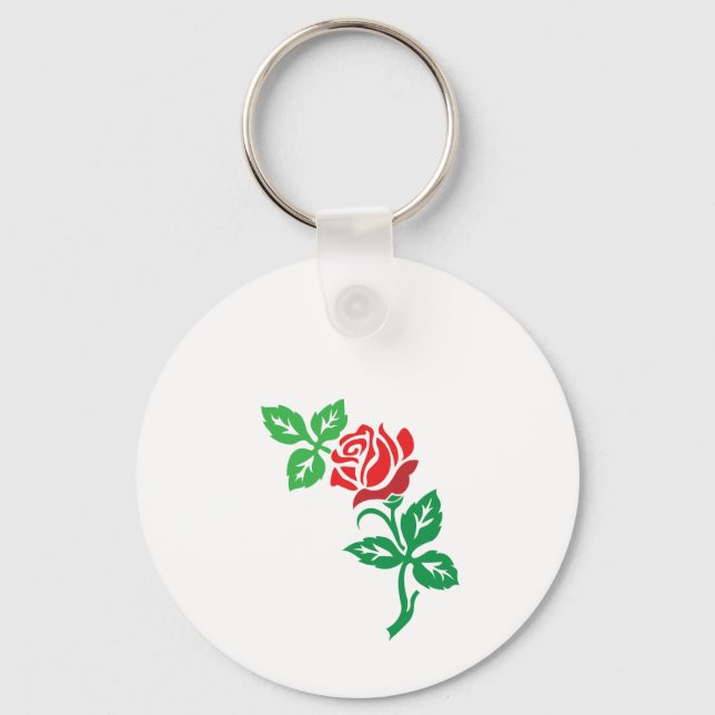 Red Rose Flower Design – Classic Floral Beauty Keychain (Front)