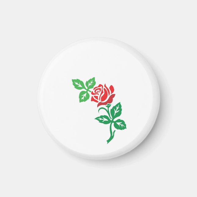 Red Rose Flower Design – Classic Floral Beauty Magnet (Front)
