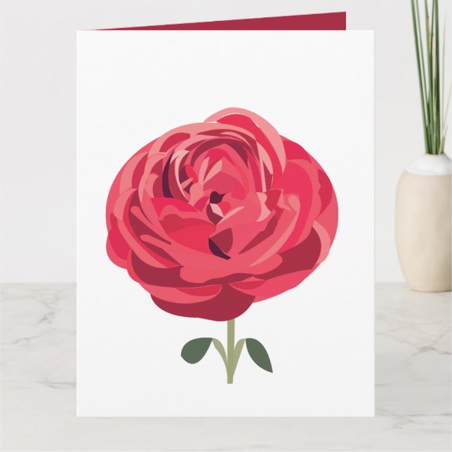 Red Rose Flower Floral Red Rose Greeting Card (Front)