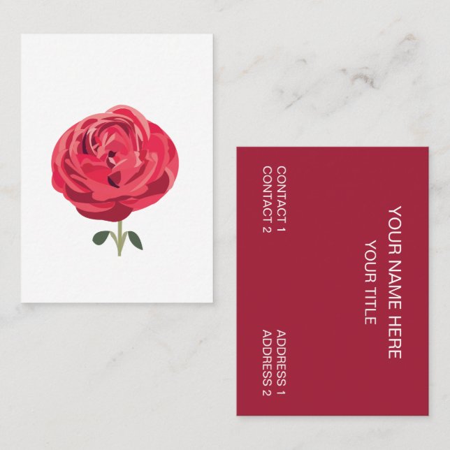 Red Rose Flower Floral Rose Business Card (Front/Back)