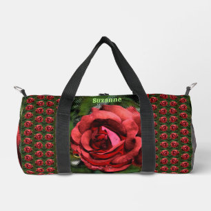 Red Rose Flower In Bloom Abstract Personalized Duffle Bag
