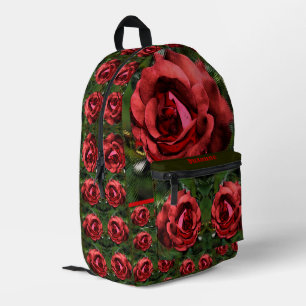 Red Rose Flower In Bloom Abstract Personalized Printed Backpack