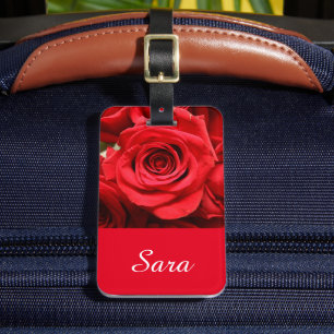 Red Rose Flower in Bloom Luggage Tag
