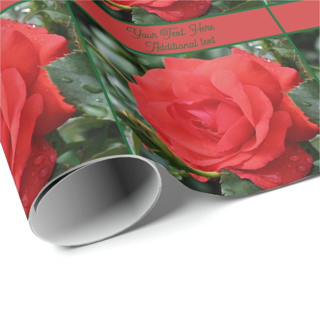 Red Rose Flower In Bloom Personalized Wrapping Paper (Roll Corner)