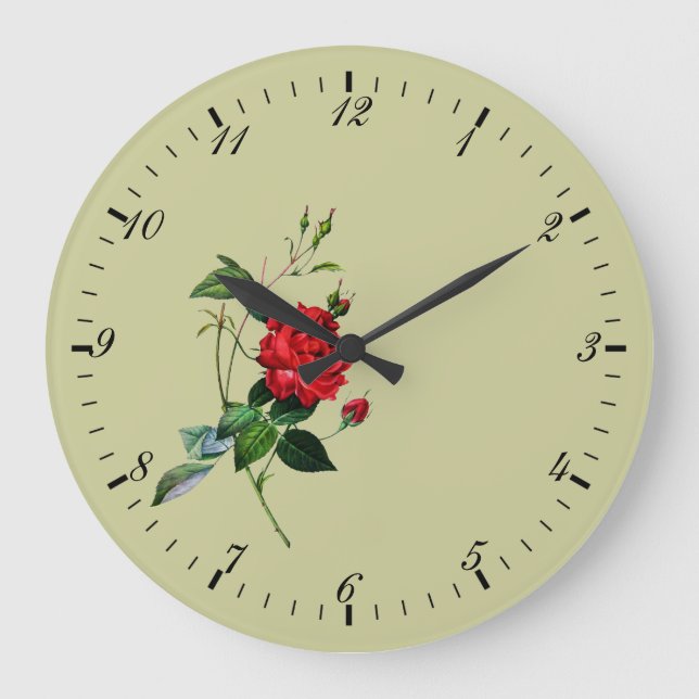 red rose flower large clock (Front)