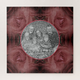 Red Rose Flower Nature Frame Add Your Photo Jigsaw Puzzle