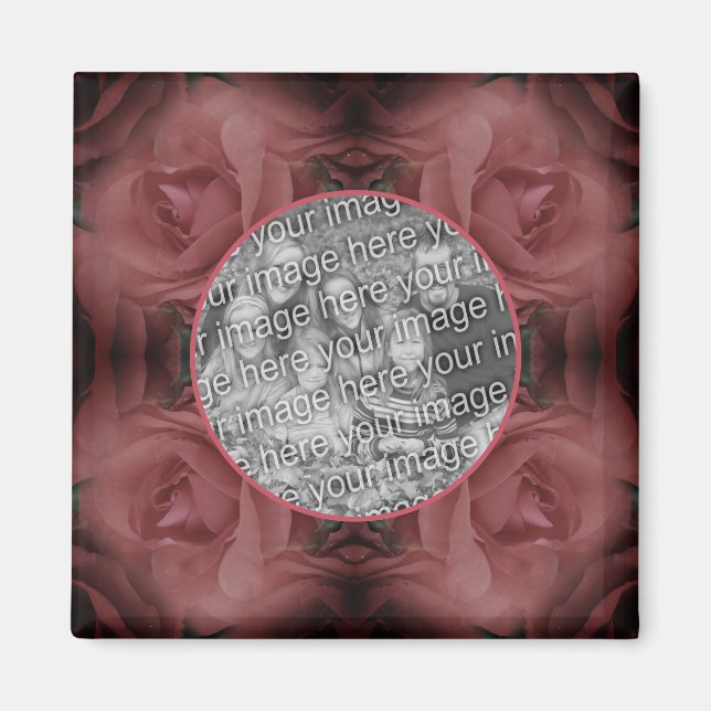 Red Rose Flower Nature Frame Add Your Photo  Magnet (Front)
