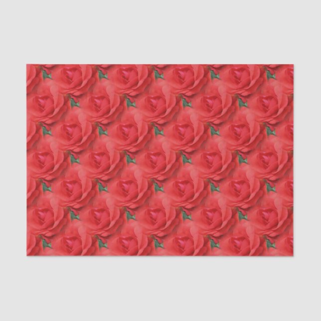 Red Rose Flower Nature Pattern    Tissue Paper (Front)