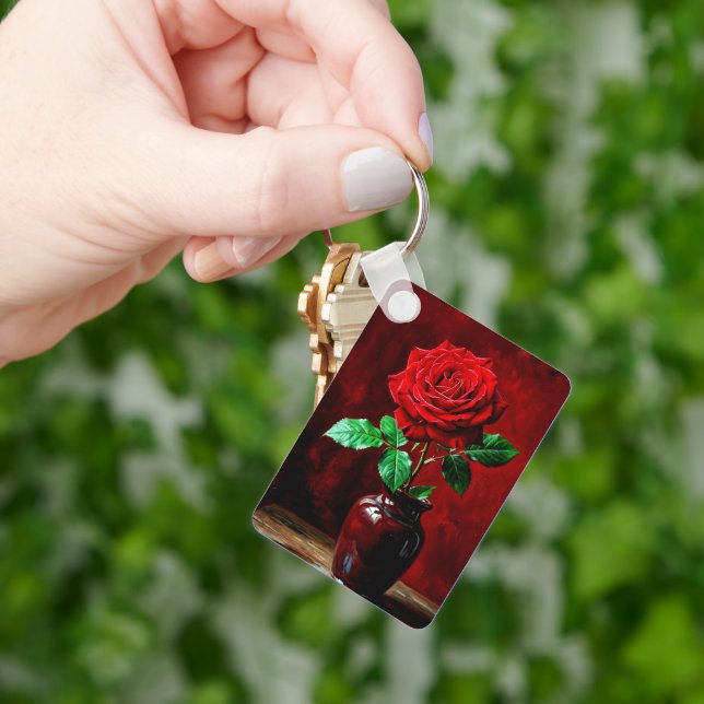 Red Rose Flower Painting  Keychain (Hand)