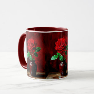 Red Rose Flower Painting Mug