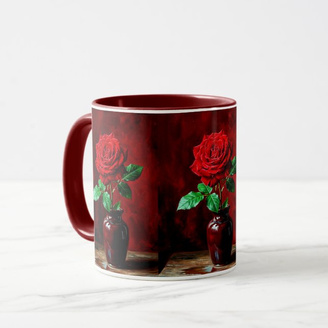 Red Rose Flower Painting  Mug (Front Left)