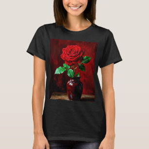 Red Rose Flower Painting T-Shirt