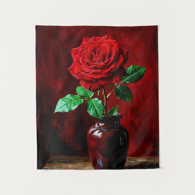 Red Rose Flower Painting  Tapestry (Front)
