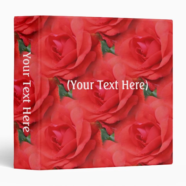 Red Rose Flower Pattern Personalized Binder (Front/Spine)
