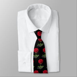 Red rose flower pattern romantic custom color tie