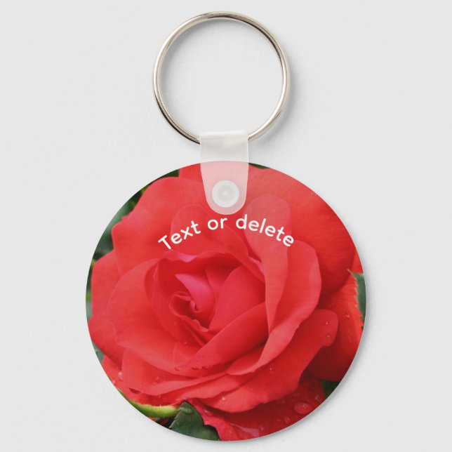 Red Rose Flower Personalized Keychain (Front)