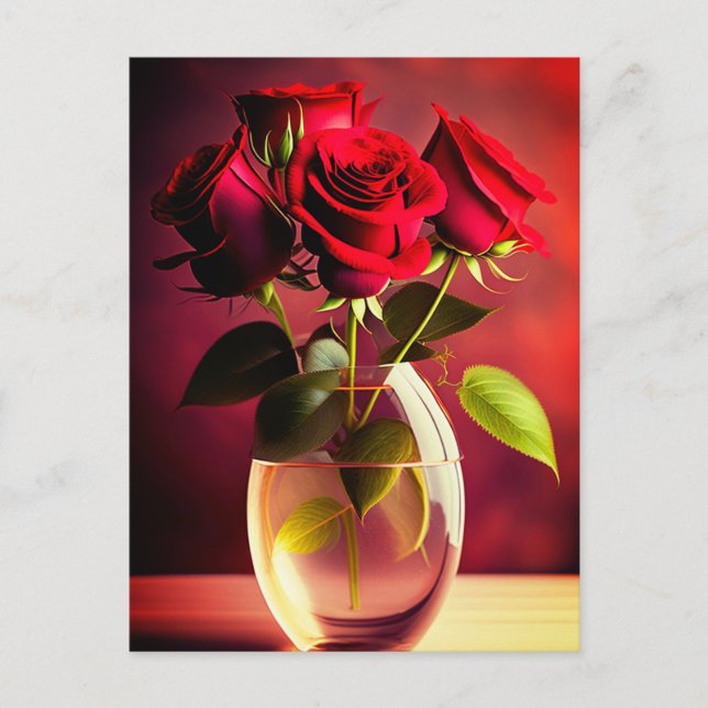 Red Rose Flower Postcard (Front)