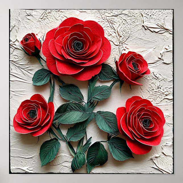 Red rose flower poster (Front)