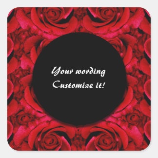 Red rose flower square sticker