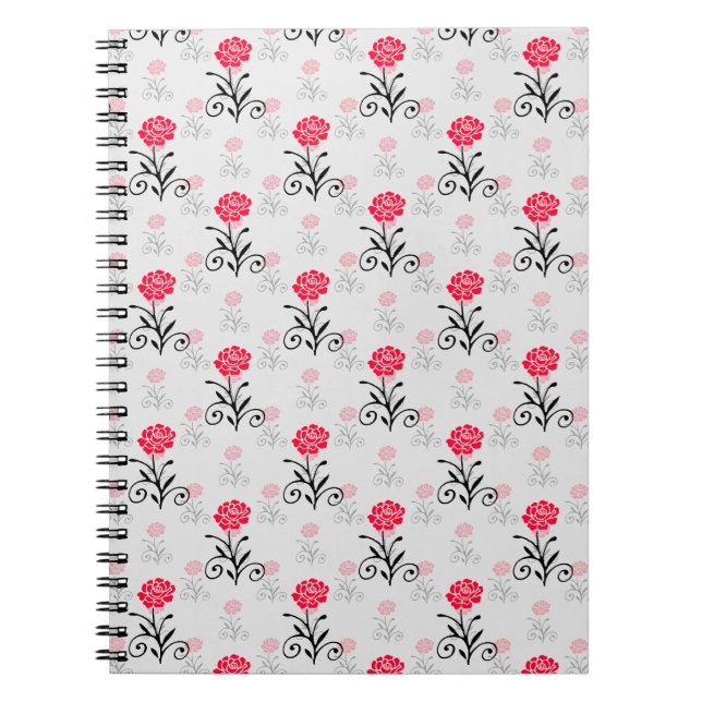 Red Rose Flower Stalk Pattern Design  Notebook (Front)